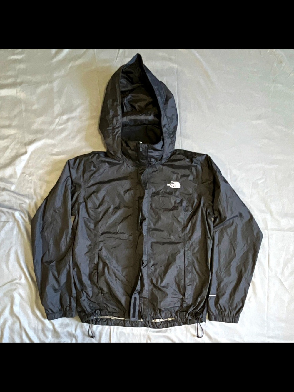 The North Face DryVent Women's Hooded Windbreaker Jacket Black Full Zip Size L
